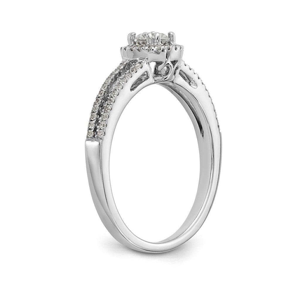 14K White Gold Halo Plus (Holds 1/4 carat (4.00mm) Round Center) 1/5 carat Diamond Semi-Mount Engagement Ring