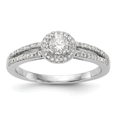 14K White Gold Halo Plus (Holds 1/4 carat (4.00mm) Round Center) 1/5 carat Diamond Semi-Mount Engagement Ring