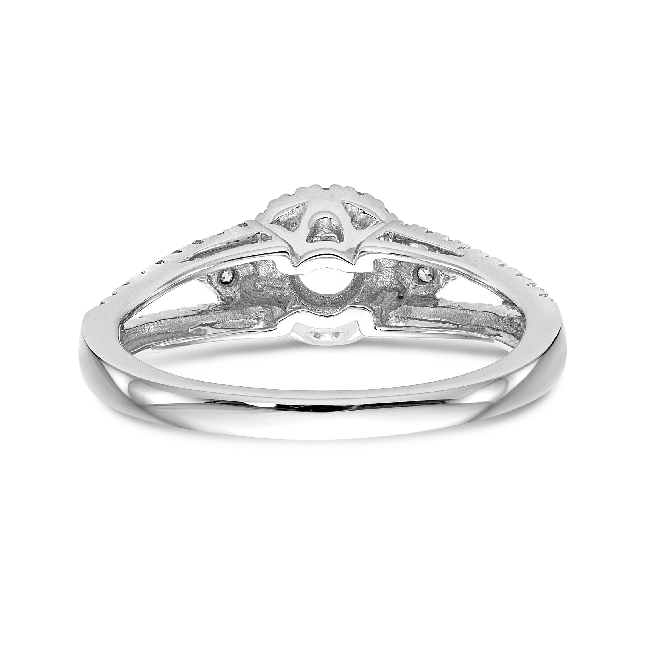 14K White Gold Round Diamond Semi-Mount Halo Engagement Ring