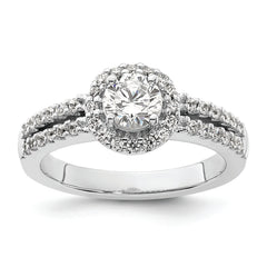 14K White Gold Halo Plus (Holds 3/4 carat (5.2mm) Round Center) 3/8 carat Diamond Semi-Mount Engagement Ring