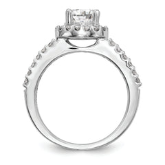 14K White Gold Halo Plus (Holds 1 carat (6.5mm) Round Center) 1/2 carat Diamond Semi-Mount Engagement Ring