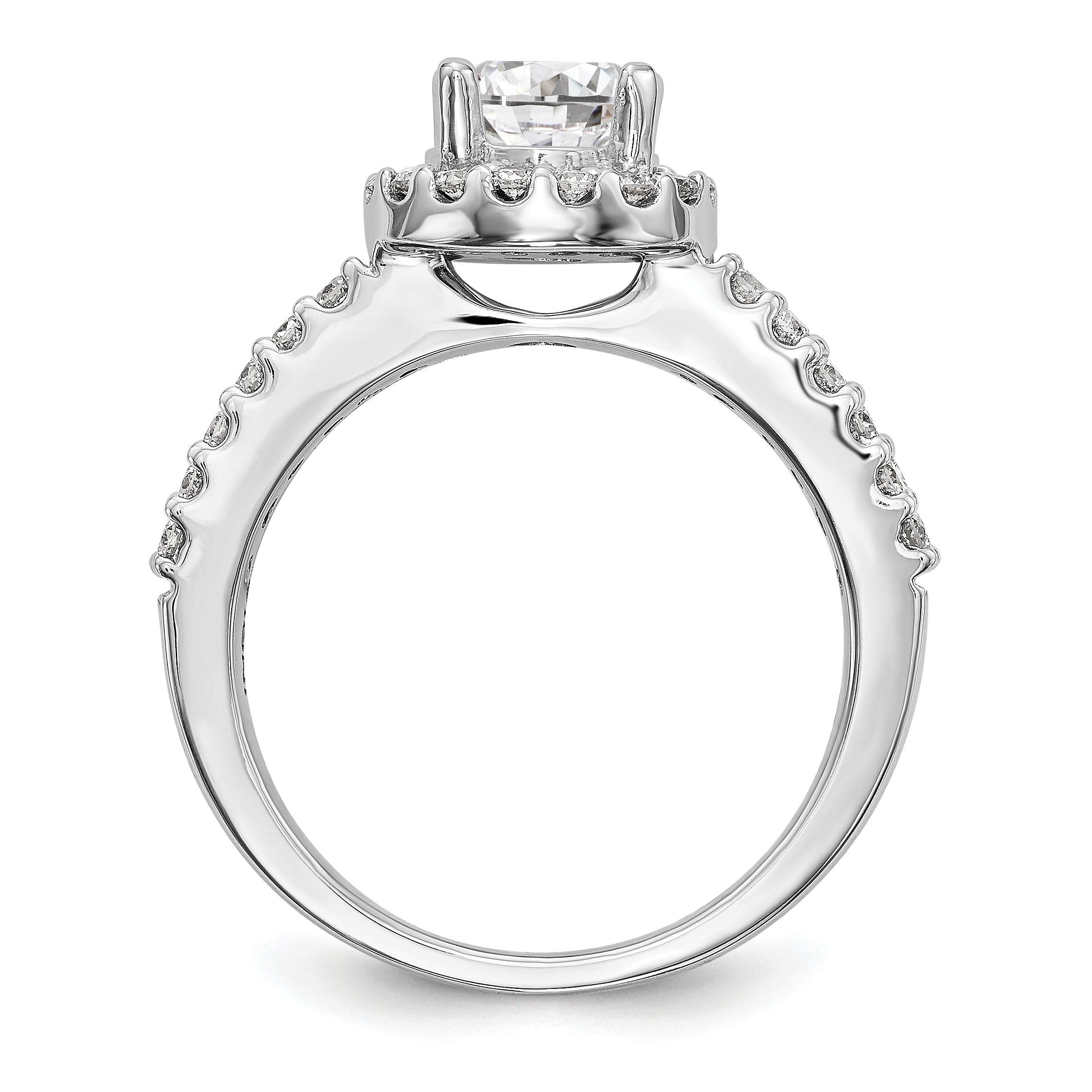 14K White Gold Halo Plus (Holds 3/4 carat (5.2mm) Round Center) 3/8 carat Diamond Semi-Mount Engagement Ring