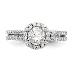 14K White Gold Halo Plus (Holds 3/4 carat (5.2mm) Round Center) 3/8 carat Diamond Semi-Mount Engagement Ring