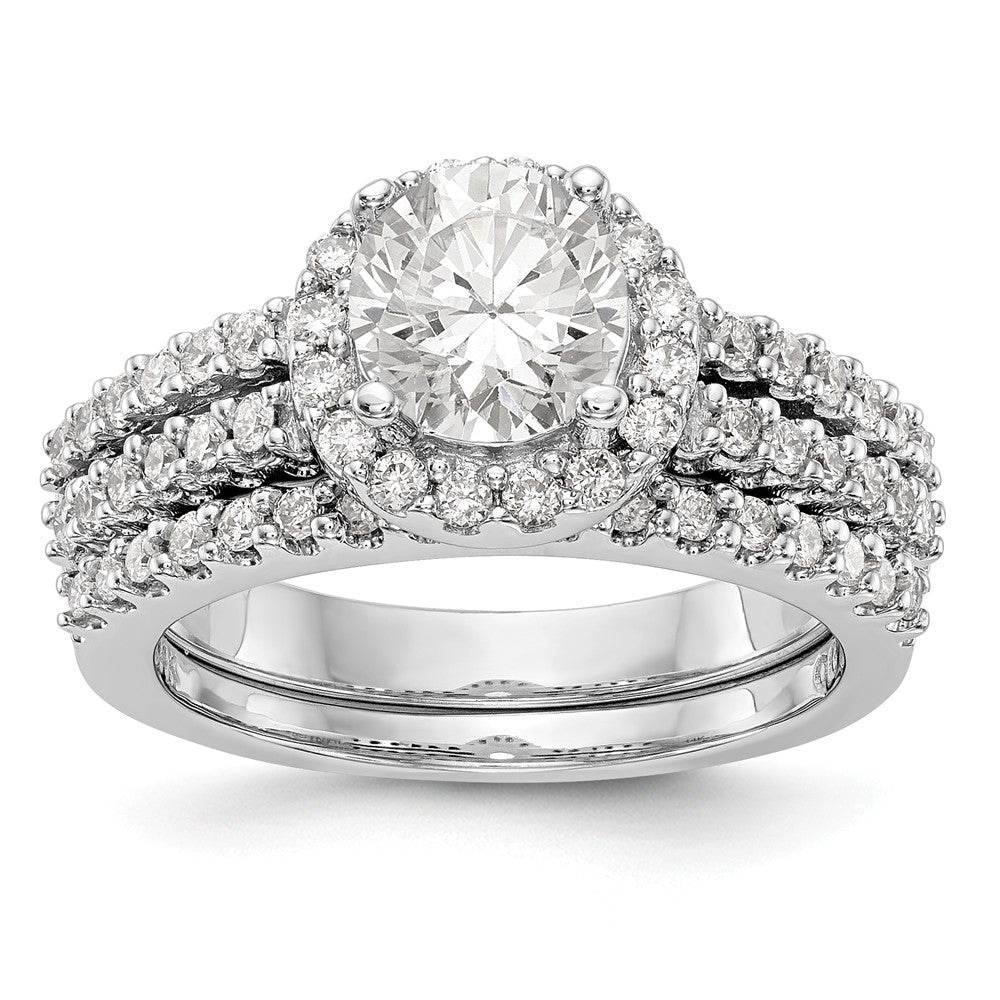 14K White Gold Round Diamond Semi-Mount Halo Engagement Ring