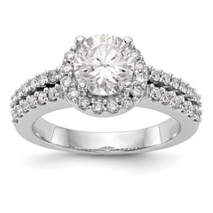 14K White Gold Halo Plus (Holds 3/4 carat (5.2mm) Round Center) 3/8 carat Diamond Semi-Mount Engagement Ring