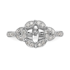 14K White Gold Halo Plus Peg Set 1/3 carat Diamond Semi-Mount Engagement Ring