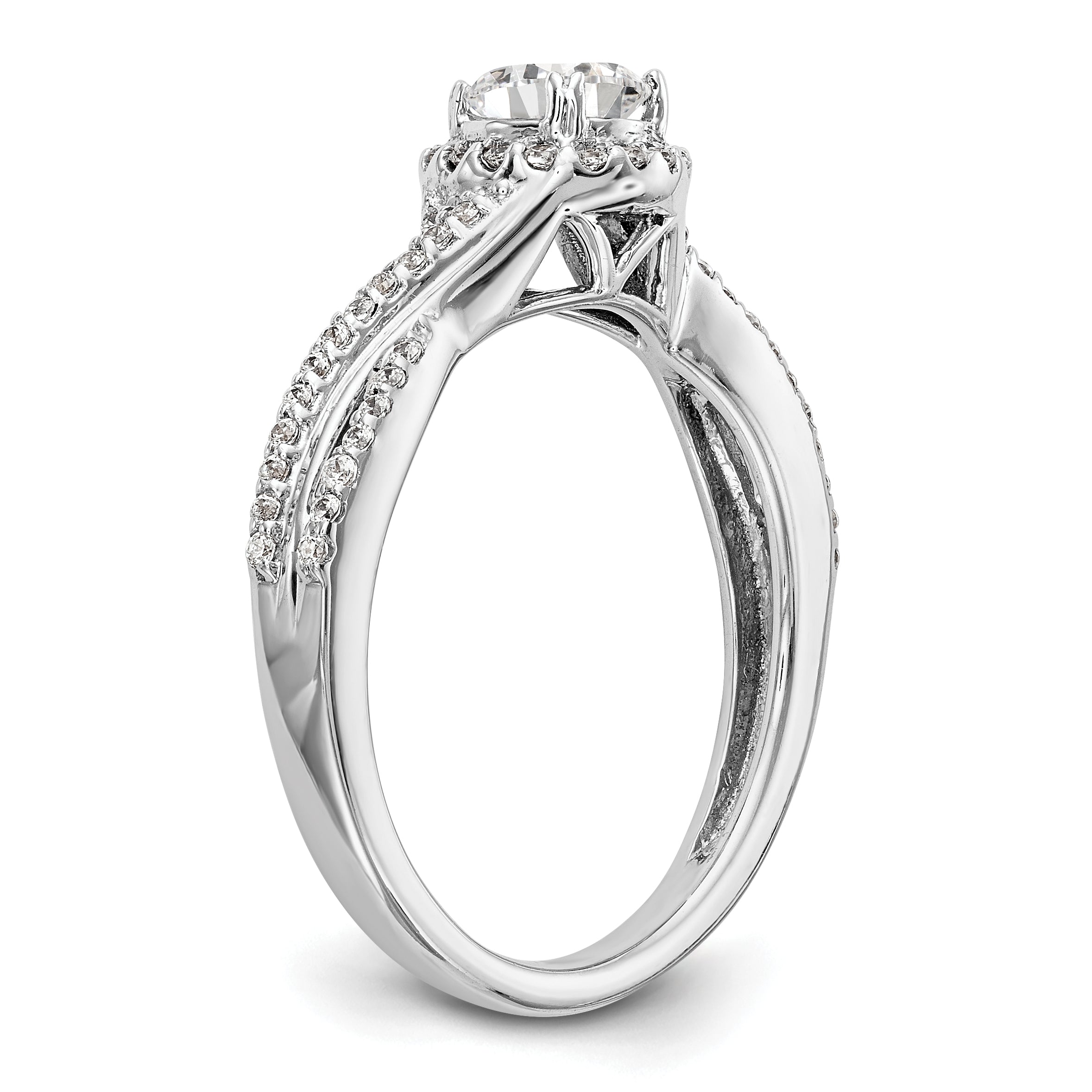 14K White Gold Lab Grown Diamond Complete Halo Engagement Ring