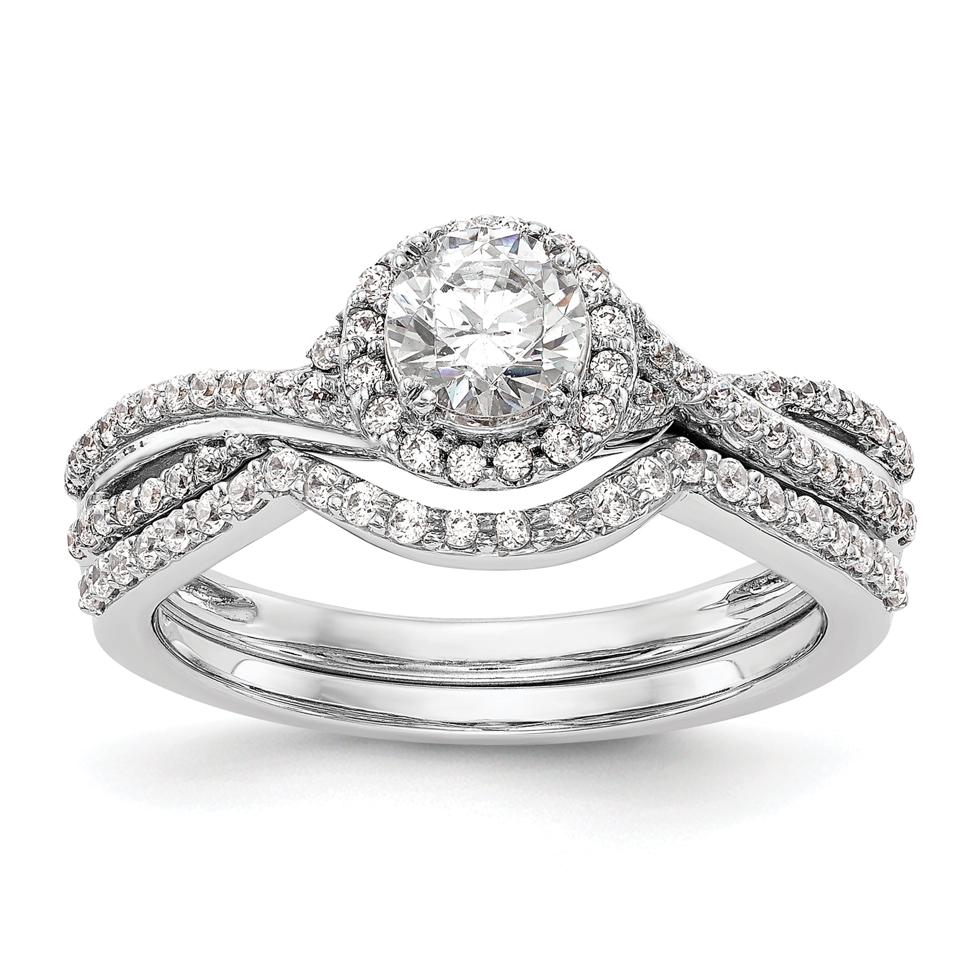 14K White Gold Lab Grown Diamond Complete Halo Engagement Ring