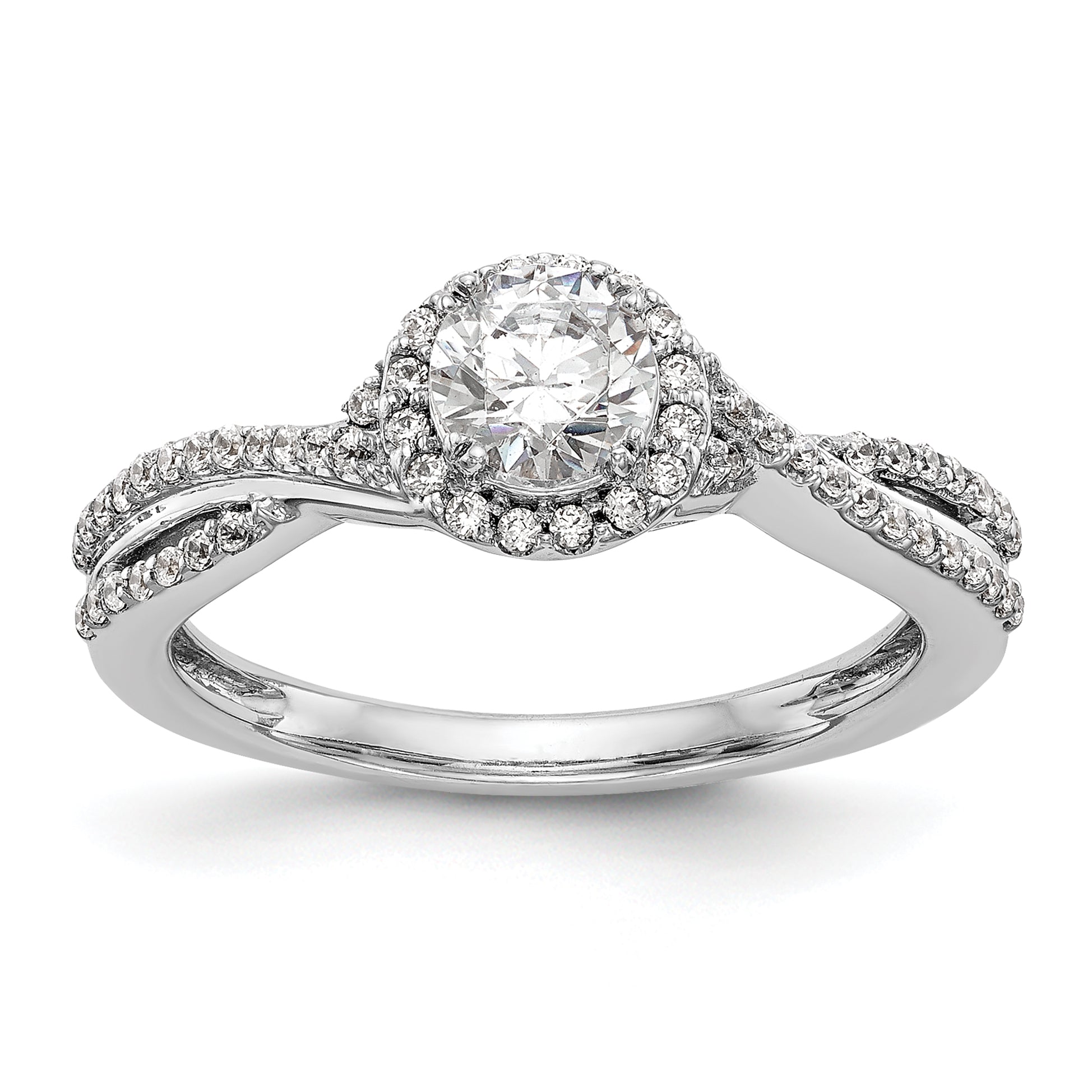 14K White Gold Lab Grown Diamond Complete Halo Engagement Ring