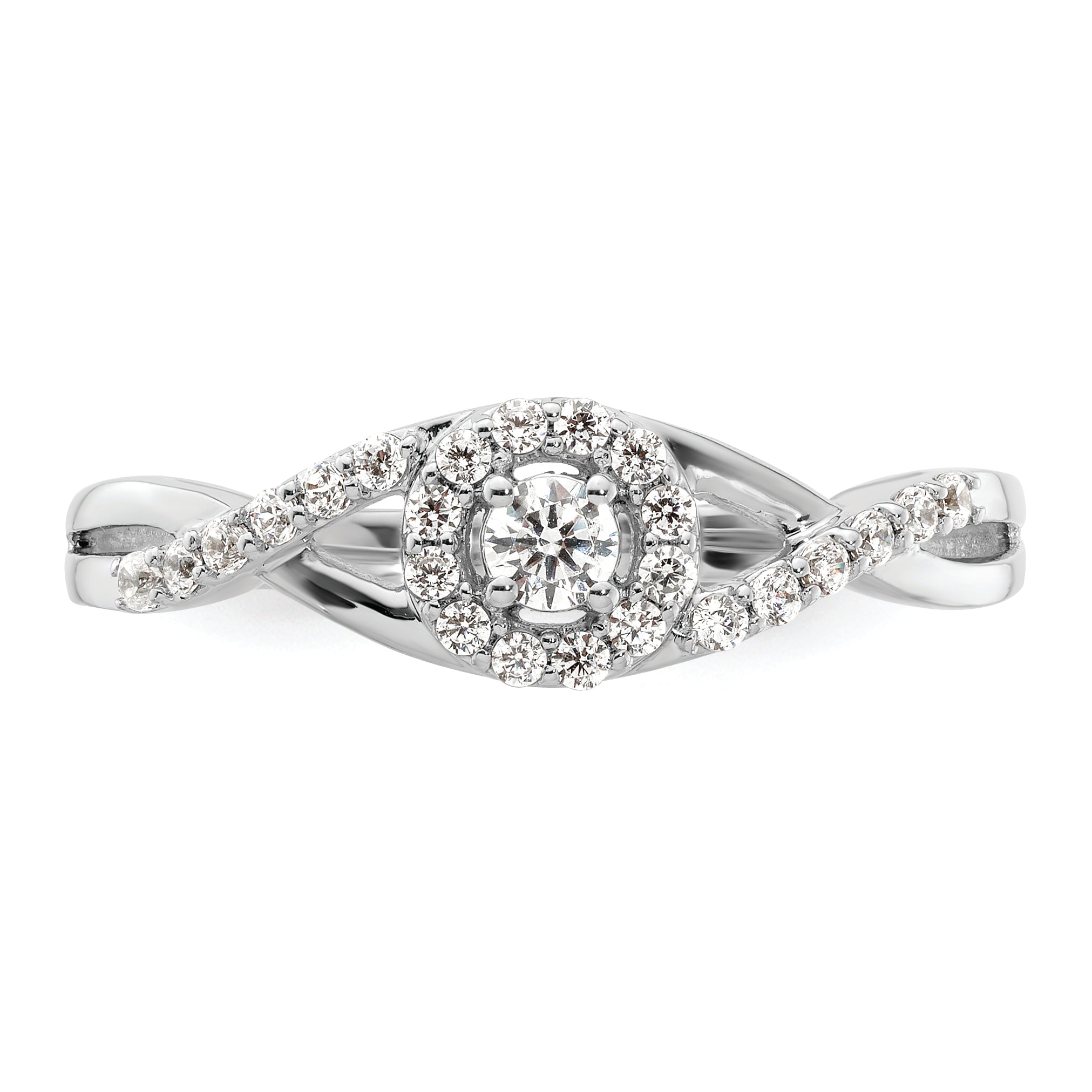 14K White Gold Halo Plus (Holds 1/10 carat (2.8mm) Round Center) 1/5 carat Diamond Semi-Mount Engagement Ring