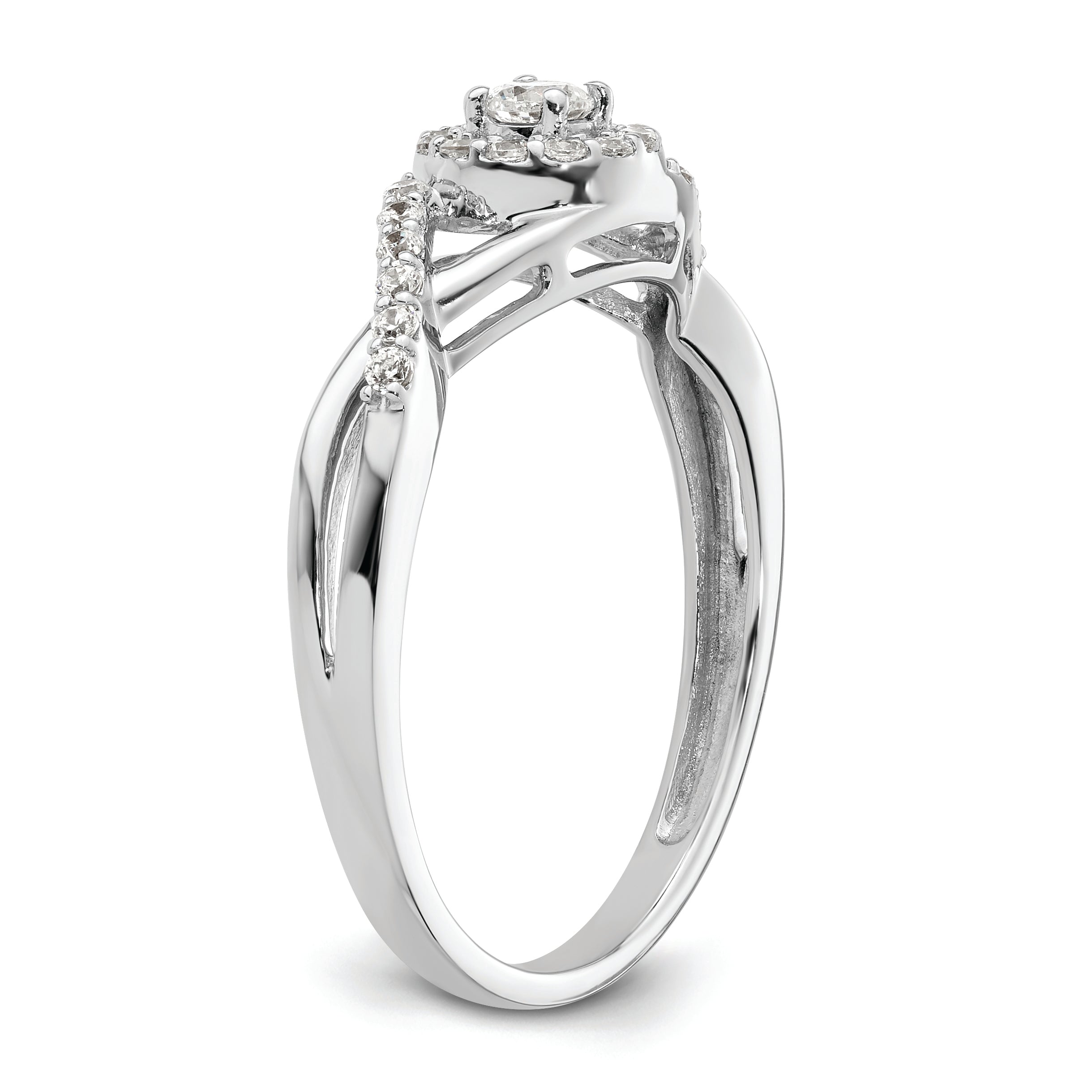 14K White Gold Halo Plus (Holds 1/10 carat (2.8mm) Round Center) 1/5 carat Diamond Semi-Mount Engagement Ring