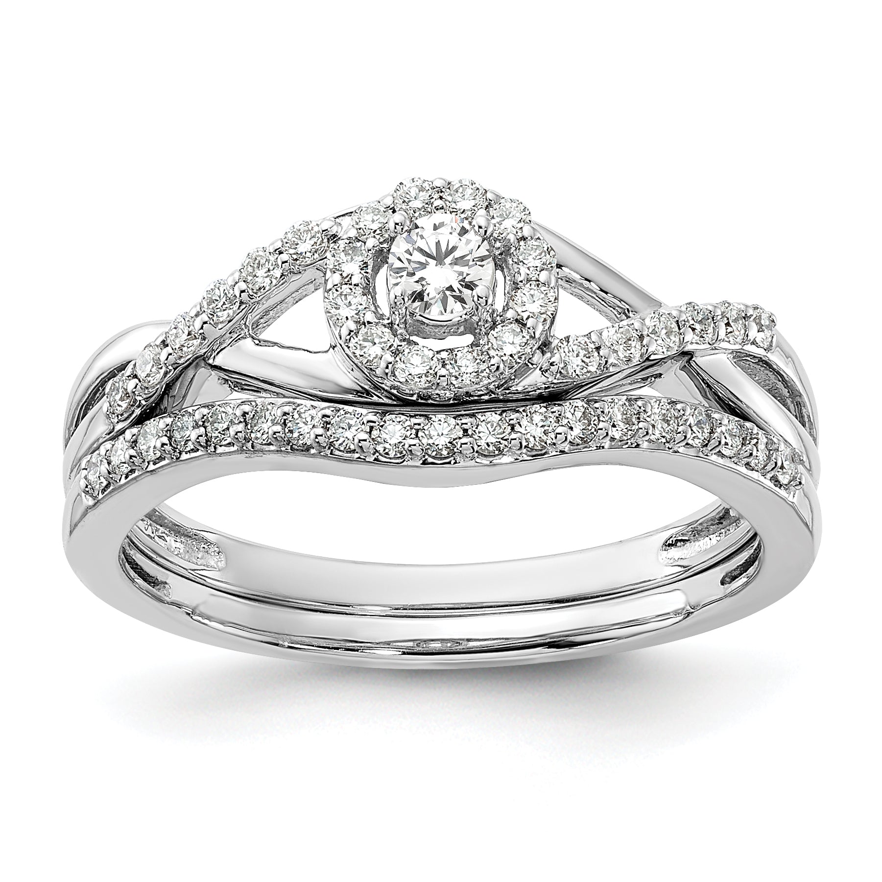 14K White Gold Lab Grown Diamond Complete Halo Engagement Ring