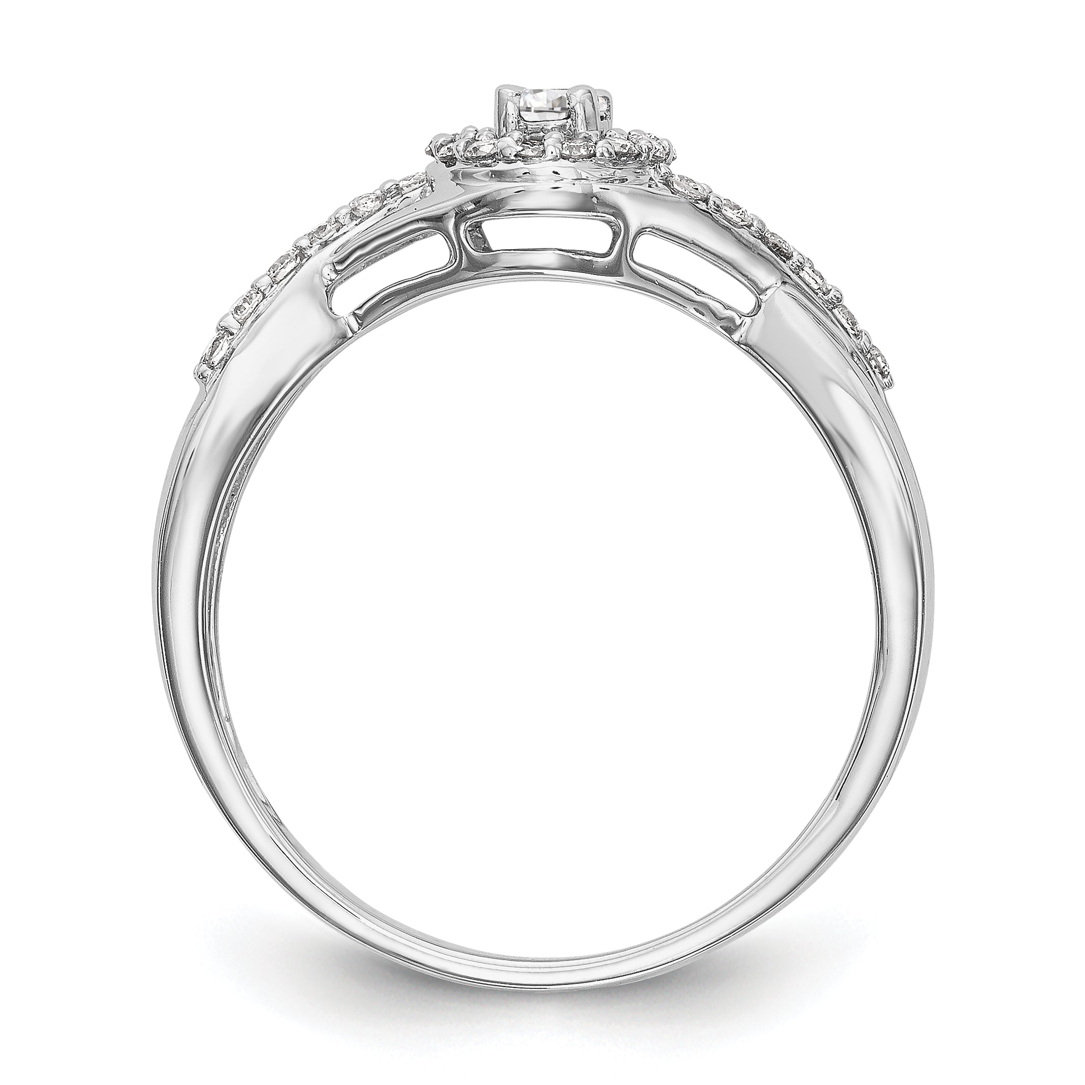 14K White Gold Halo Plus (Holds 1/10 carat (2.8mm) Round Center) 1/5 carat Diamond Semi-Mount Engagement Ring