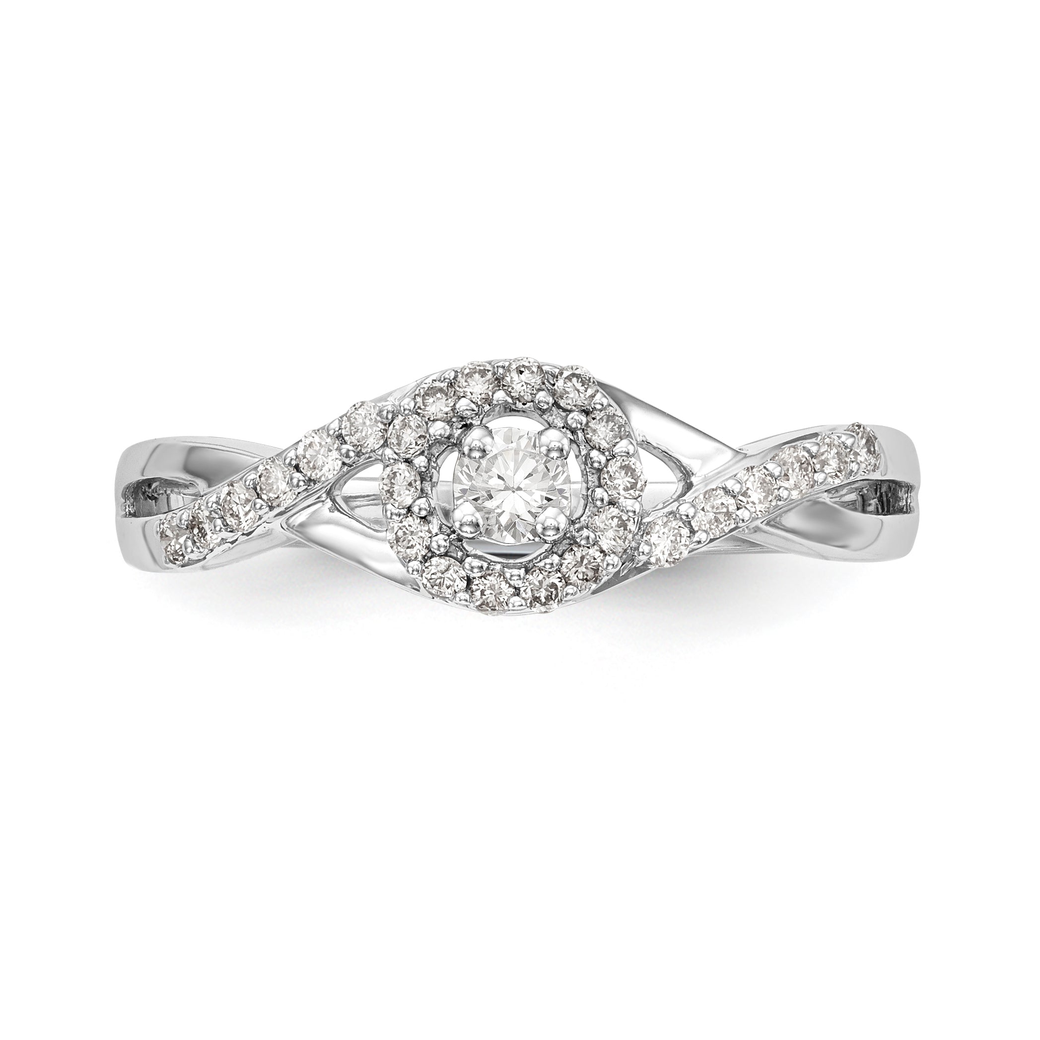 14K White Gold Halo Plus (Holds 1/10 carat (2.8mm) Round Center) 1/5 carat Diamond Semi-Mount Engagement Ring