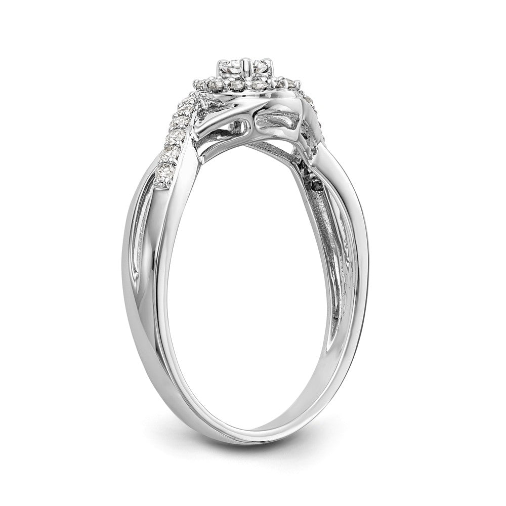 14K White Gold Halo Plus (Holds 1/10 carat (2.8mm) Round Center) 1/5 carat Diamond Semi-Mount Engagement Ring