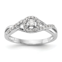 14K White Gold Halo Plus (Holds 1/10 carat (2.8mm) Round Center) 1/5 carat Diamond Semi-Mount Engagement Ring