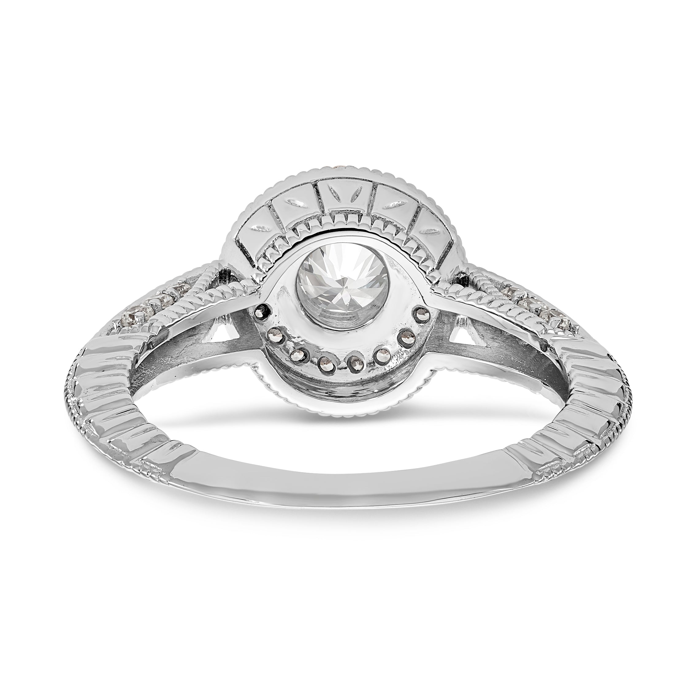 14K White Gold Halo Plus (Holds 3/4 carat (6.5mm) Round Center) 1/3 carat Diamond Semi-Mount Engagement Ring