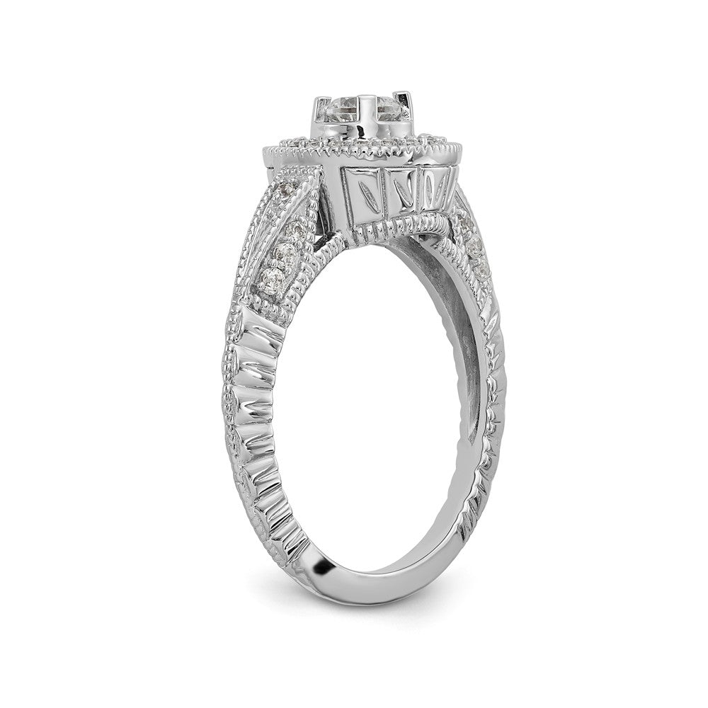 14K White Gold Halo Plus (Holds 3/4 carat (6.5mm) Round Center) 1/3 carat Diamond Semi-Mount Engagement Ring