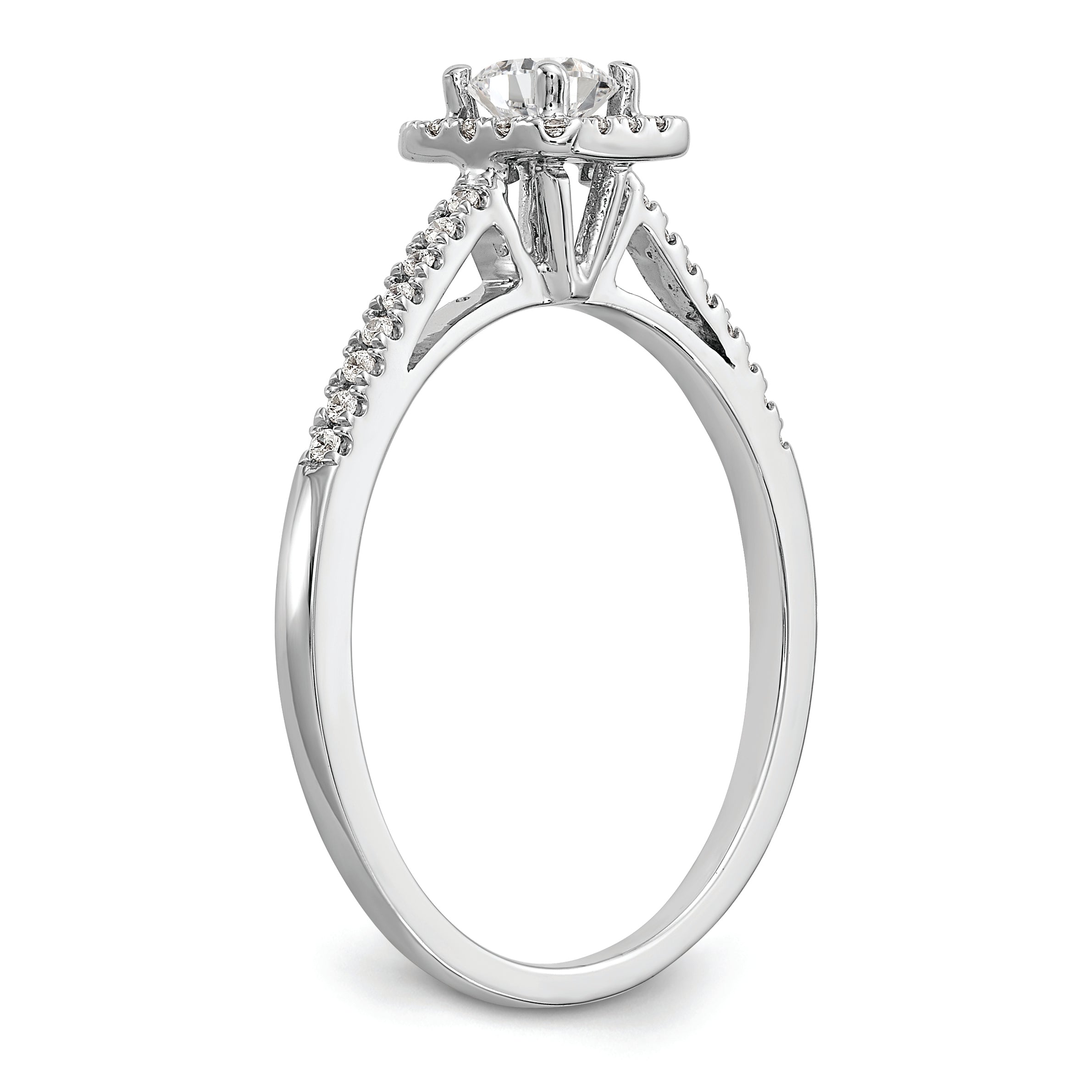 14K White Gold Halo Plus (Holds 1/4 carat (4.00mm) Round Center) 1/8 carat Diamond Semi-Mount Engagement Ring