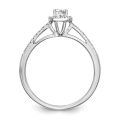 14K White Gold Halo Plus (Holds 1/4 carat (4.00mm) Round Center) 1/8 carat Diamond Semi-Mount Engagement Ring