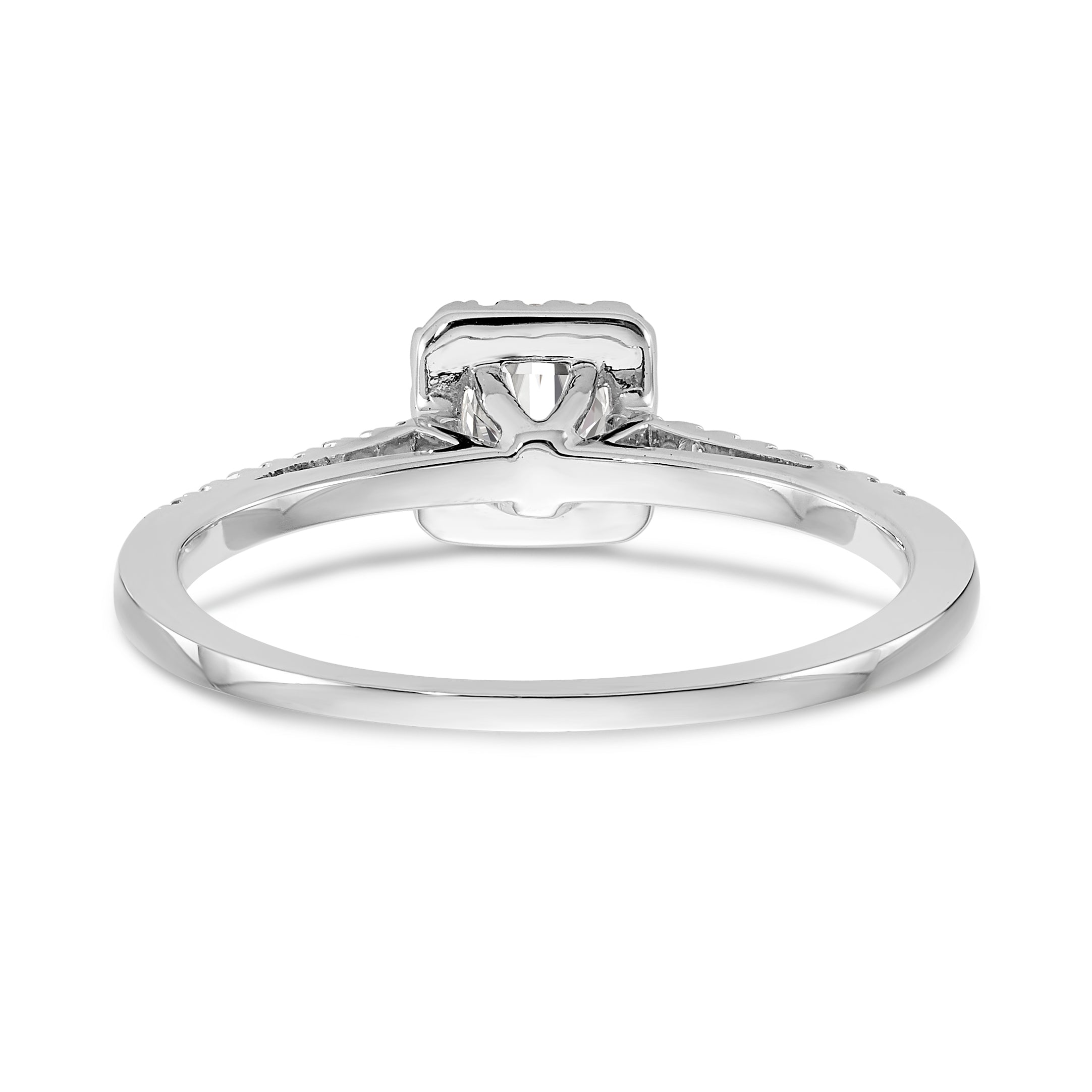 14K White Gold Halo Plus (Holds 1/4 carat (4.00mm) Round Center) 1/8 carat Diamond Semi-Mount Engagement Ring