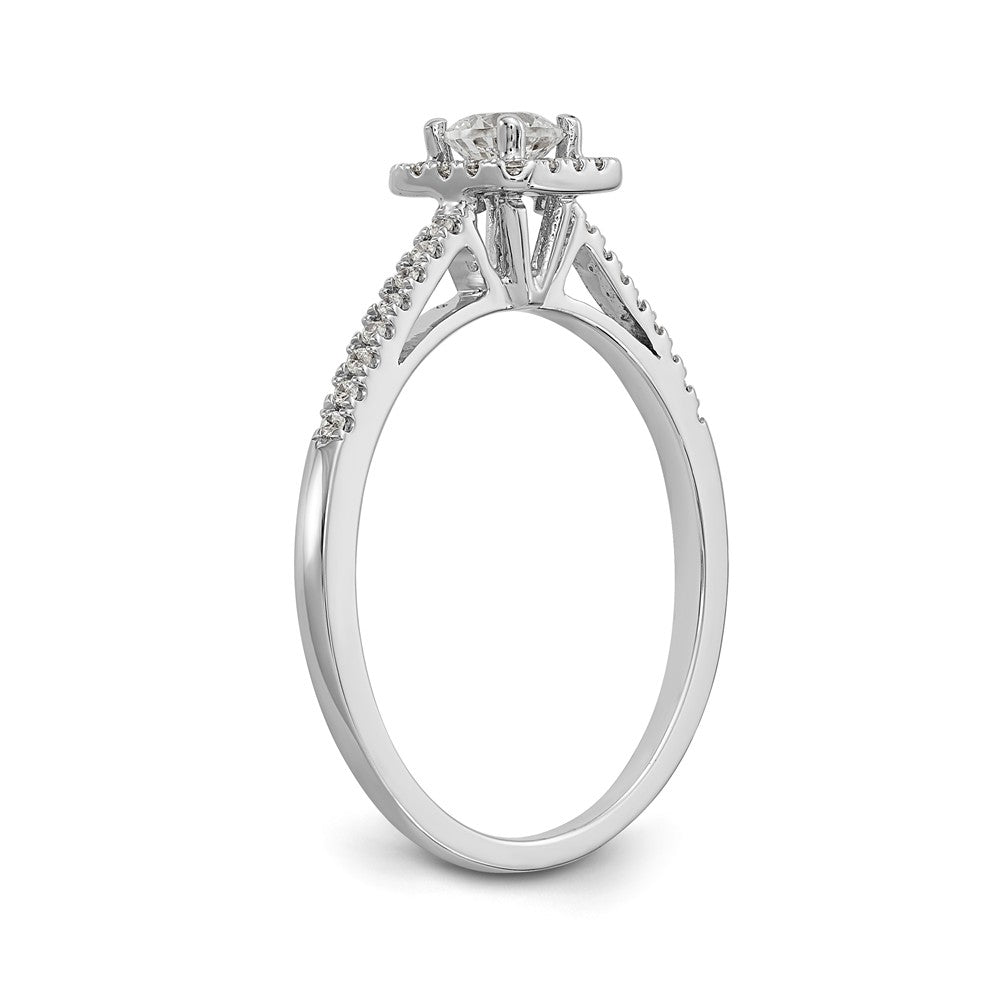 14K White Gold Halo Plus (Holds 1/4 carat (4.00mm) Round Center) 1/8 carat Diamond Semi-Mount Engagement Ring