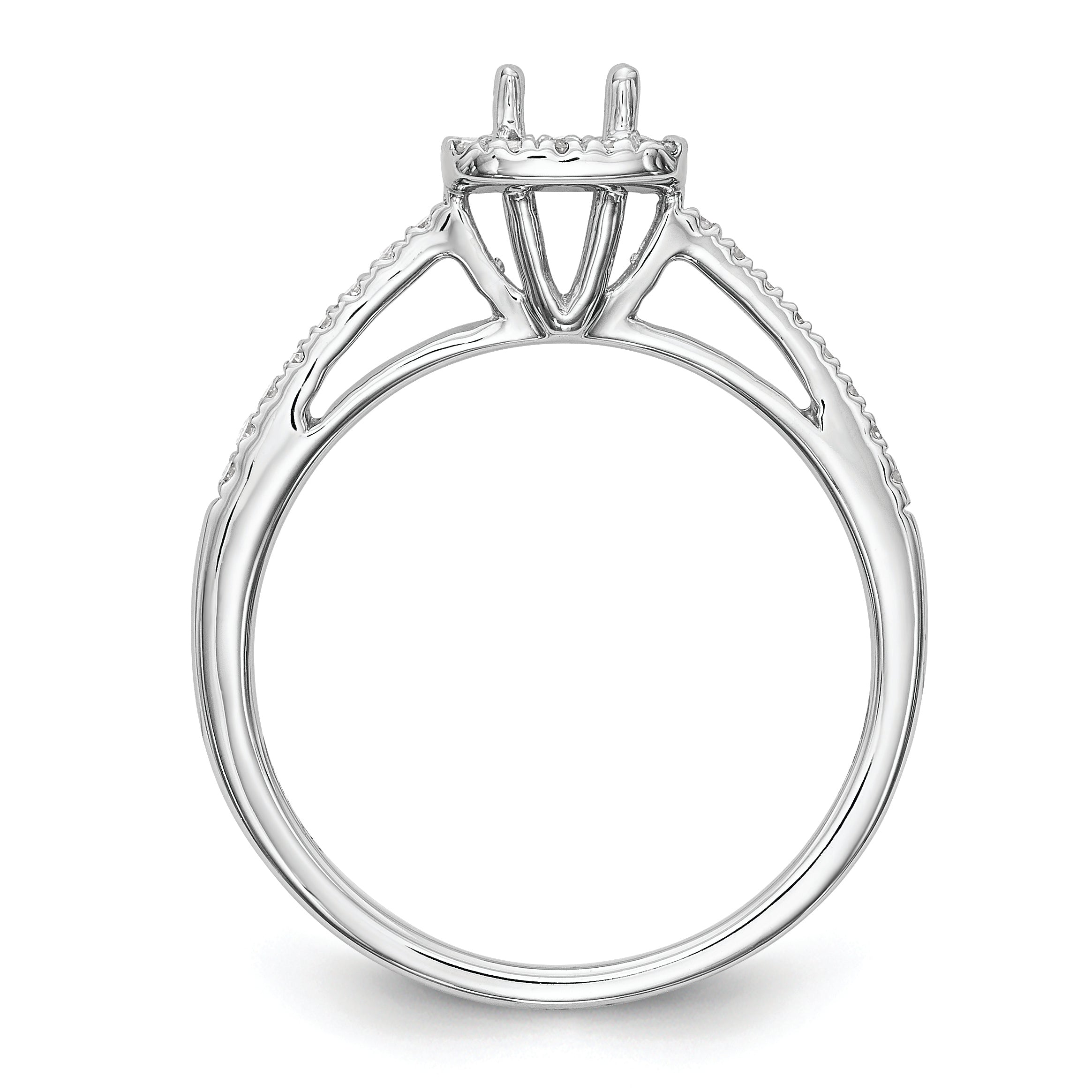 14K White Gold Halo Plus (Holds 1/3 carat (4.5mm) Round Center) 1/5 carat Diamond Semi-Mount Engagement Ring