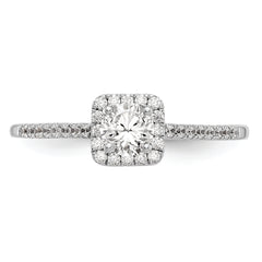 14K White Gold Halo Plus (Holds 1/3 carat (4.5mm) Round Center) 1/5 carat Diamond Semi-Mount Engagement Ring