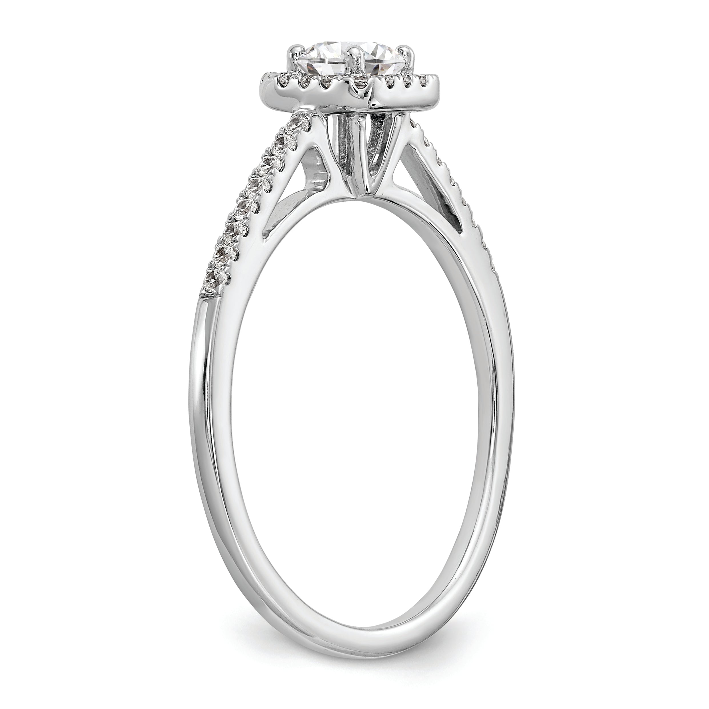 14K White Gold Halo Plus (Holds 1/3 carat (4.5mm) Round Center) 1/5 carat Diamond Semi-Mount Engagement Ring