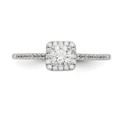 14K White Gold Halo Plus (Holds 1/3 carat (4.5mm) Round Center) 1/5 carat Diamond Semi-Mount Engagement Ring