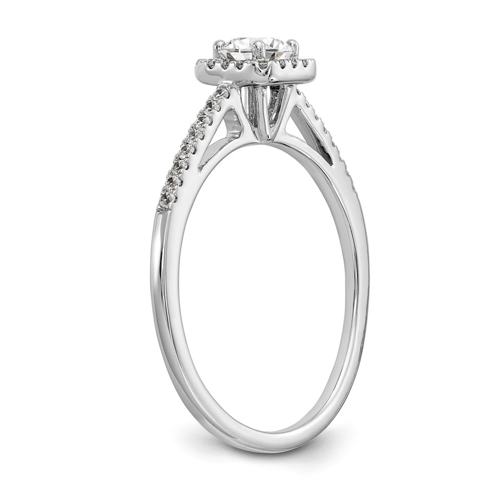 14K White Gold Halo Plus (Holds 1/3 carat (4.5mm) Round Center) 1/5 carat Diamond Semi-Mount Engagement Ring