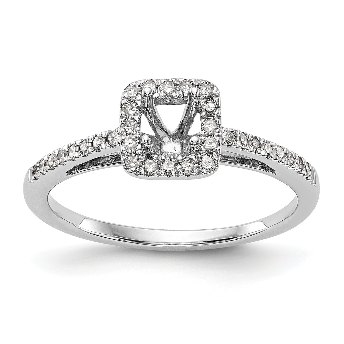 14K White Gold Halo Plus (Holds 1/3 carat (4.5mm) Round Center) 1/5 carat Diamond Semi-Mount Engagement Ring