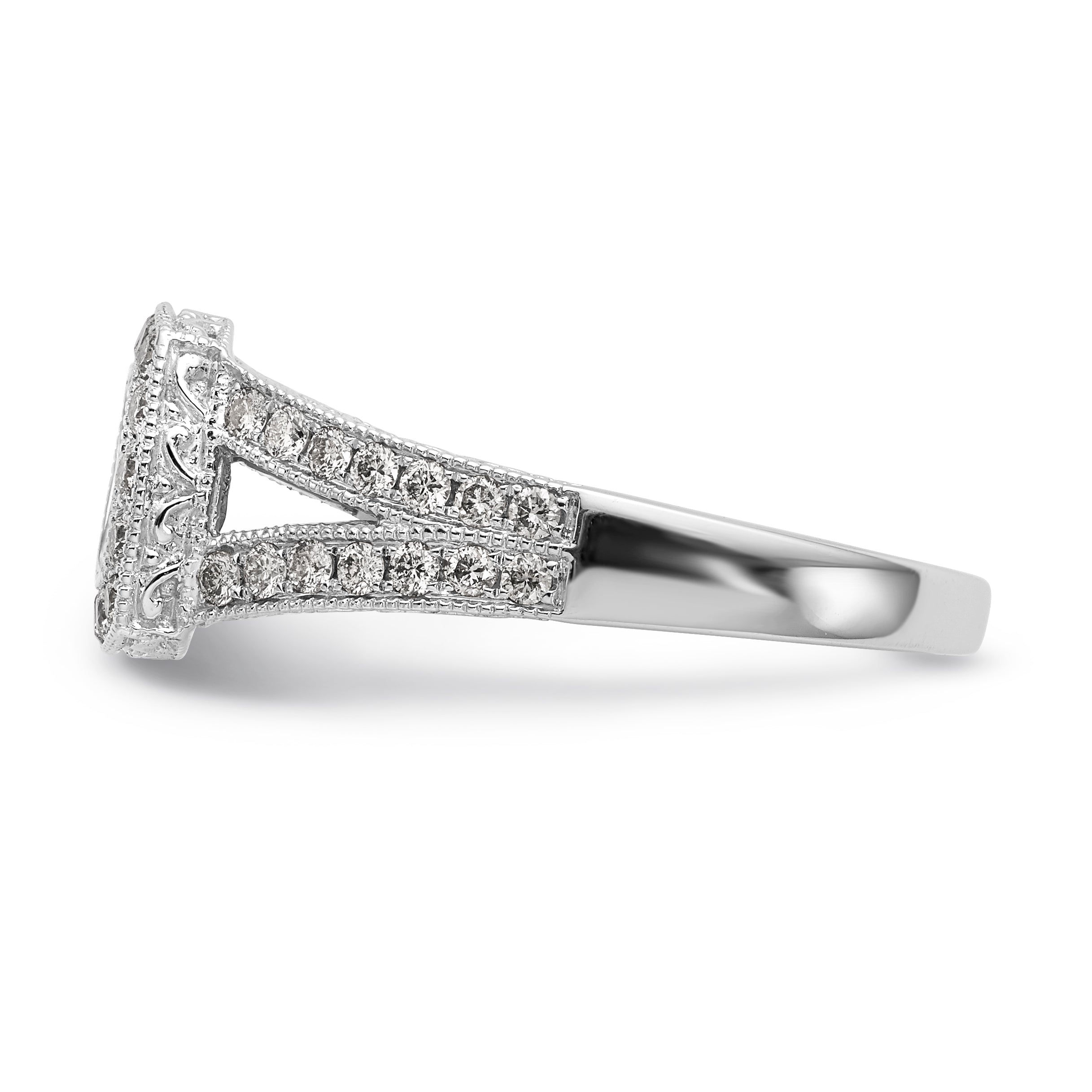 14K White Gold Halo Plus Peg Set 5/8 carat Diamond Semi-Mount Engagement Ring