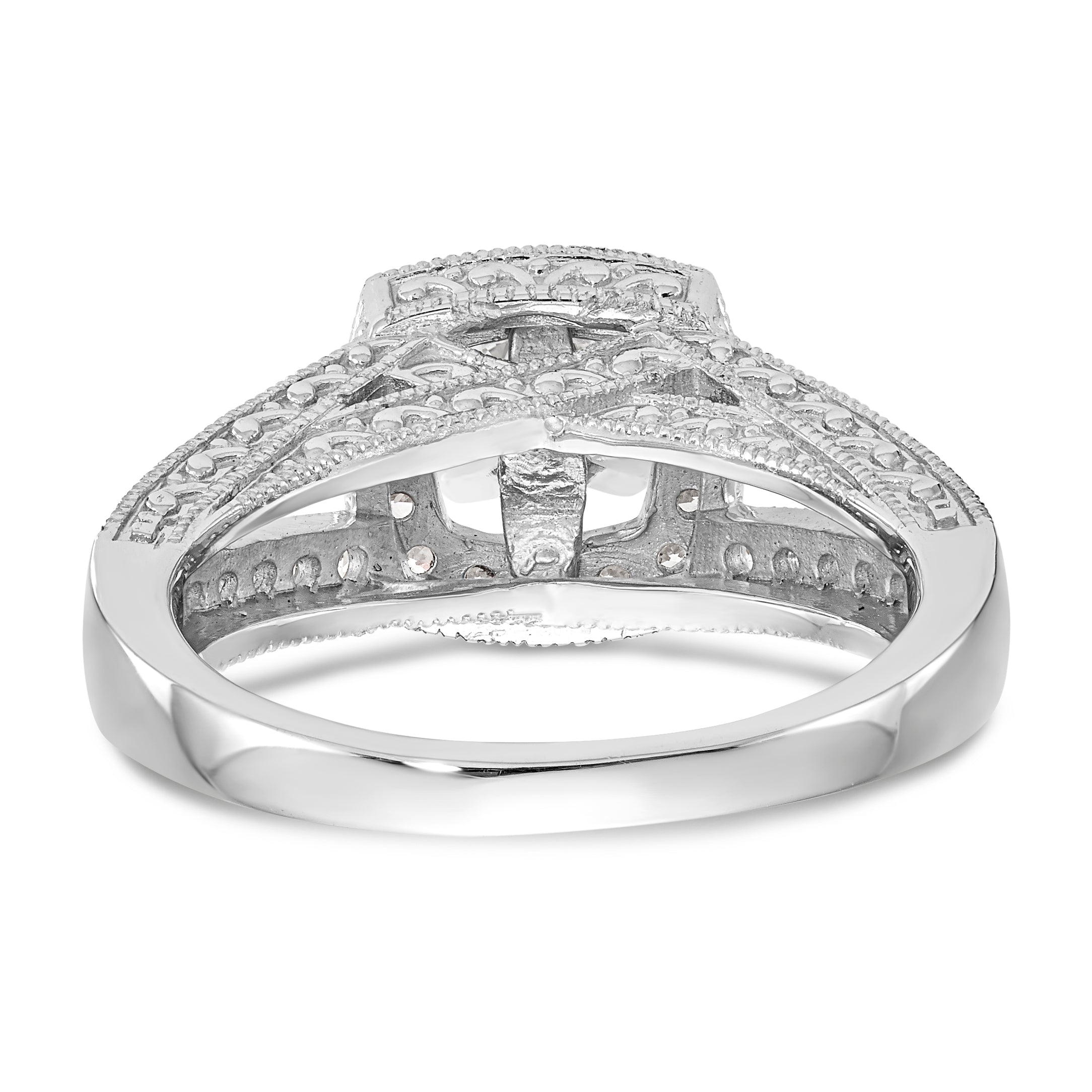 14K White Gold Halo Plus Peg Set 5/8 carat Diamond Semi-Mount Engagement Ring