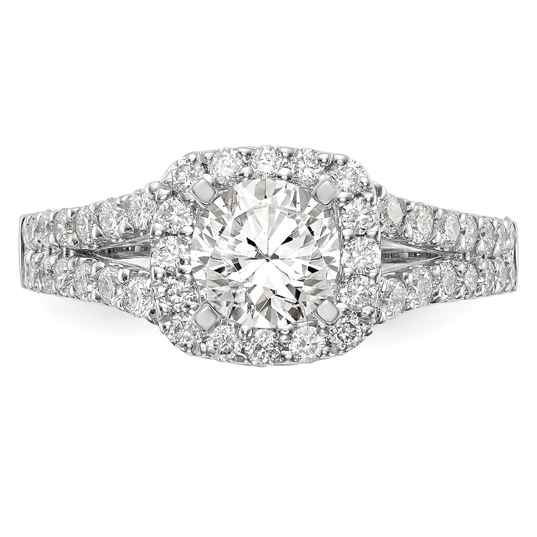 14K White Gold Halo Plus Peg Set 3/4 carat Diamond Semi-Mount Engagement Ring