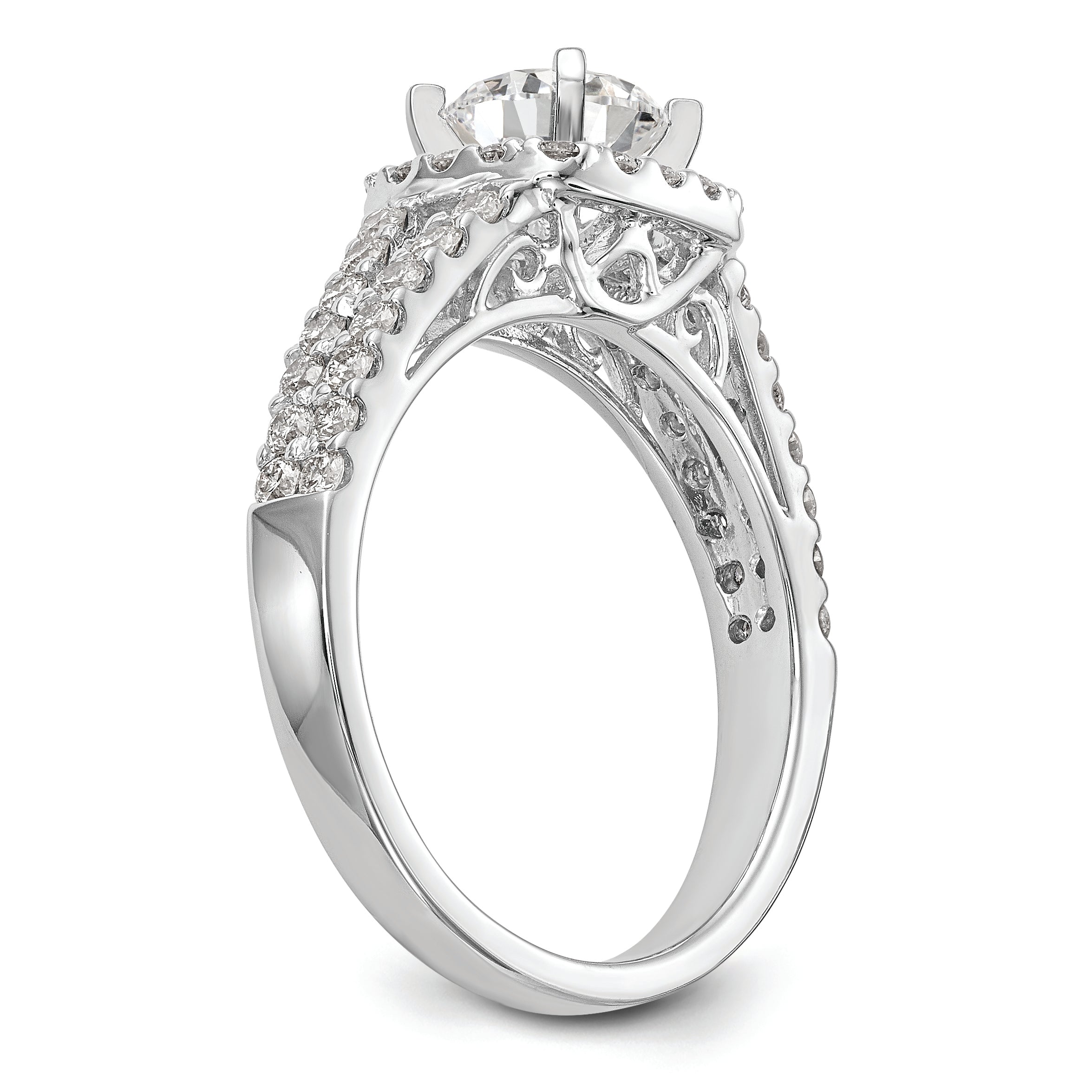 14K White Gold Halo Plus Peg Set 3/4 carat Diamond Semi-Mount Engagement Ring