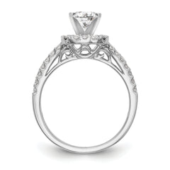 14K White Gold Halo Plus Peg Set 3/4 carat Diamond Semi-Mount Engagement Ring