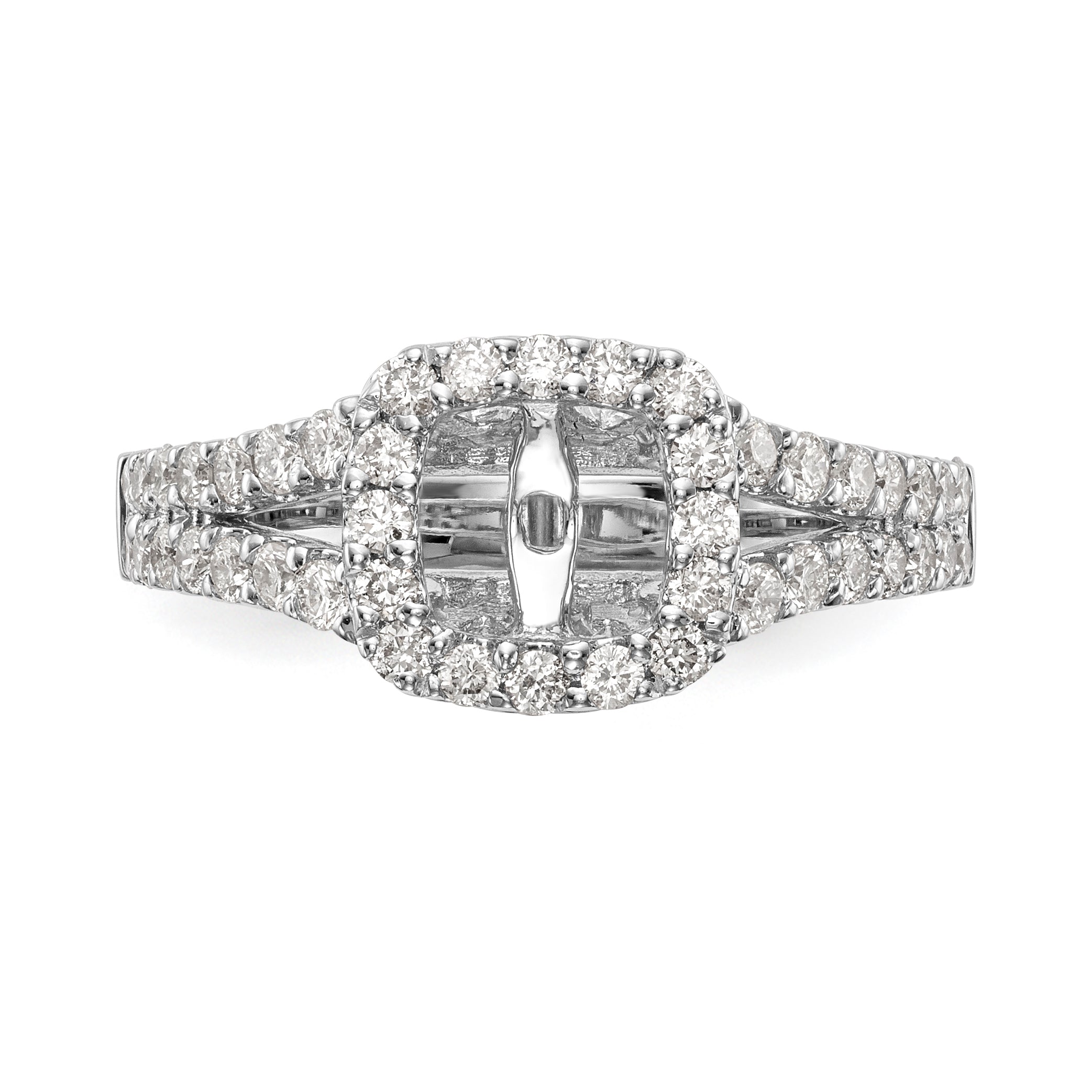 14K White Gold Halo Plus Peg Set 3/4 carat Diamond Semi-Mount Engagement Ring