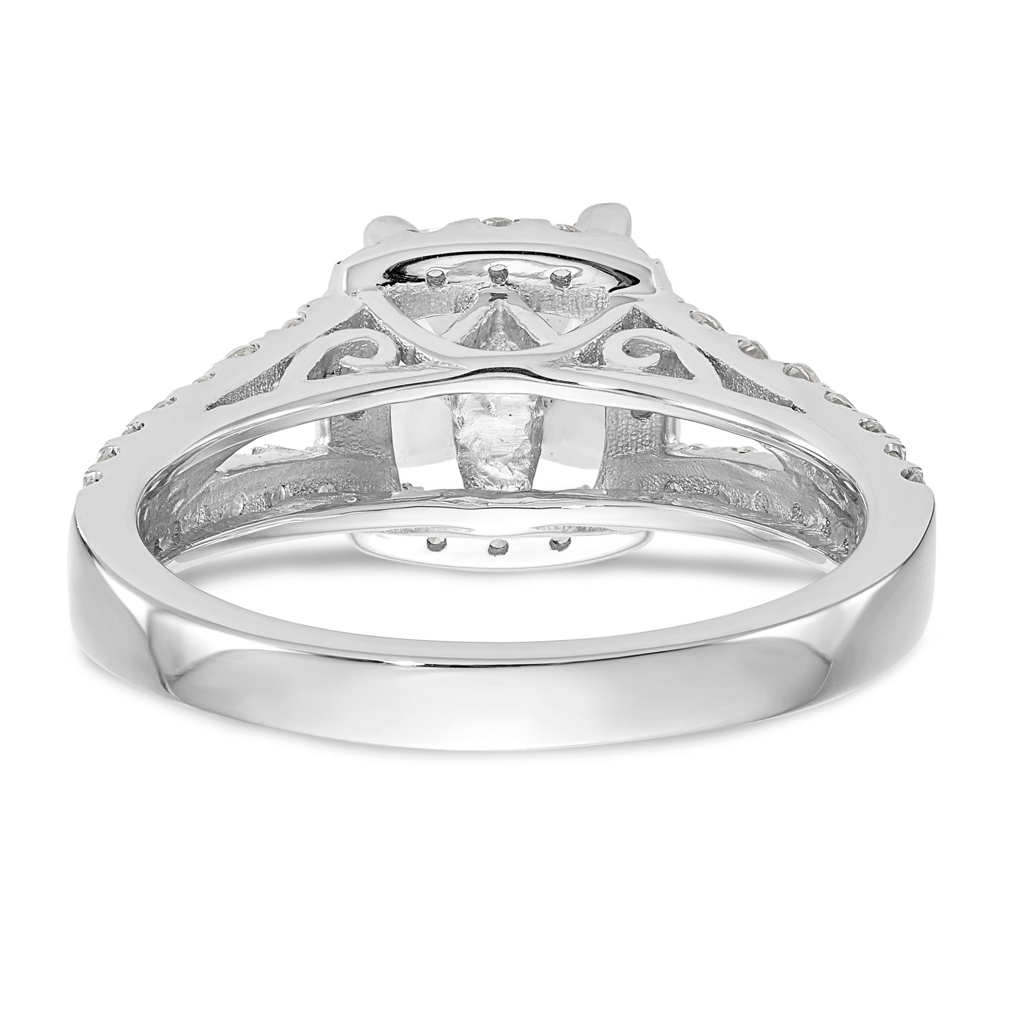 14K White Gold Halo Plus Peg Set 3/4 carat Diamond Semi-Mount Engagement Ring