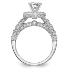 14K White Gold Halo Plus Peg Set 1.5 carat Diamond Semi-Mount Engagement Ring