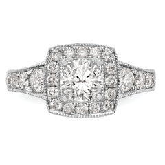 14K White Gold Halo Plus Peg Set 1.5 carat Diamond Semi-Mount Engagement Ring