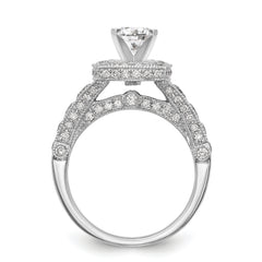 14K White Gold Halo Plus Peg Set 1.5 carat Diamond Semi-Mount Engagement Ring