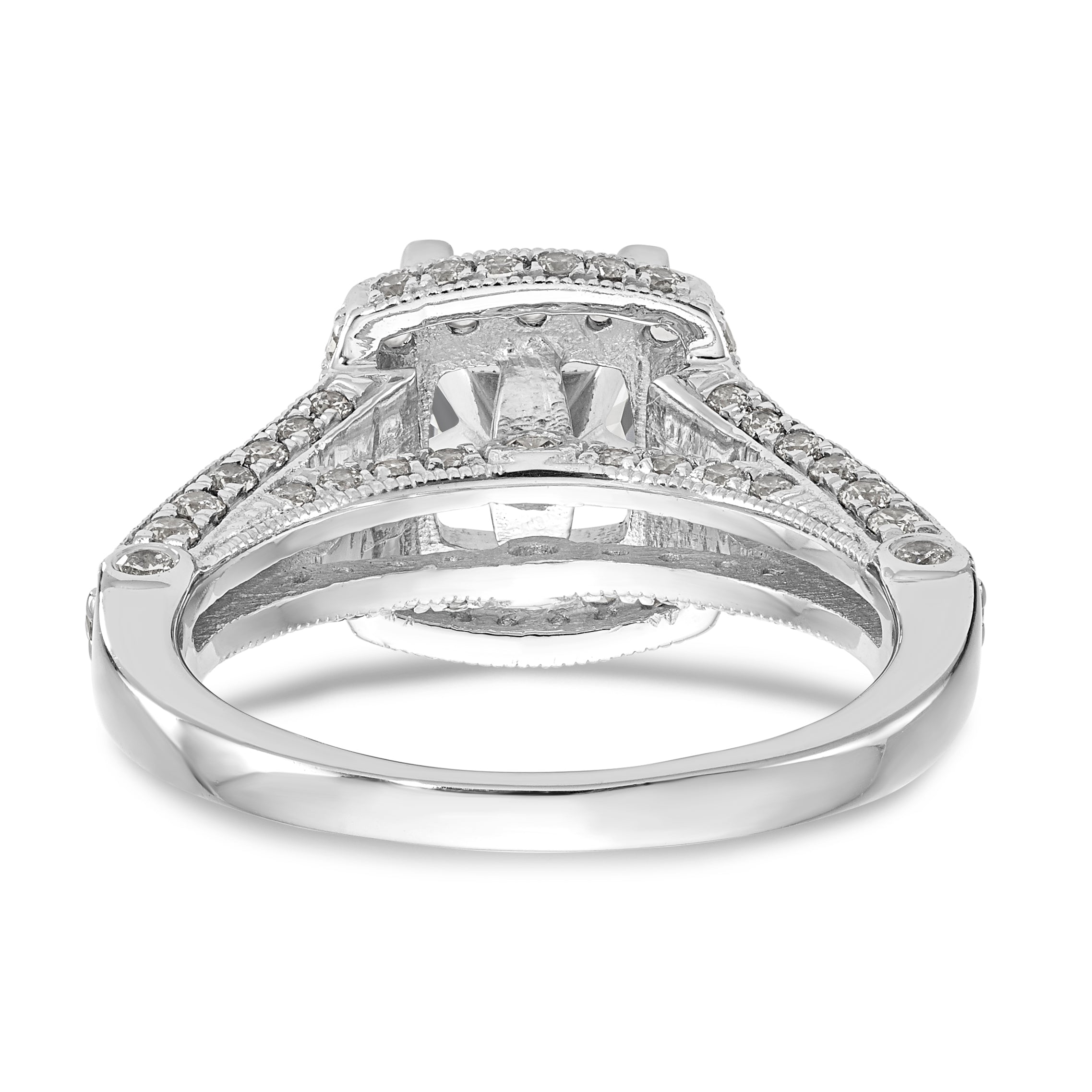 14K White Gold Halo Plus Peg Set 1.5 carat Diamond Semi-Mount Engagement Ring