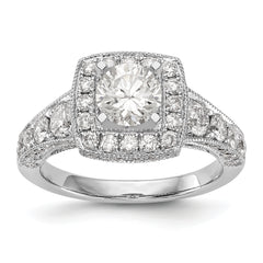 14K White Gold Halo Plus Peg Set 1.5 carat Diamond Semi-Mount Engagement Ring