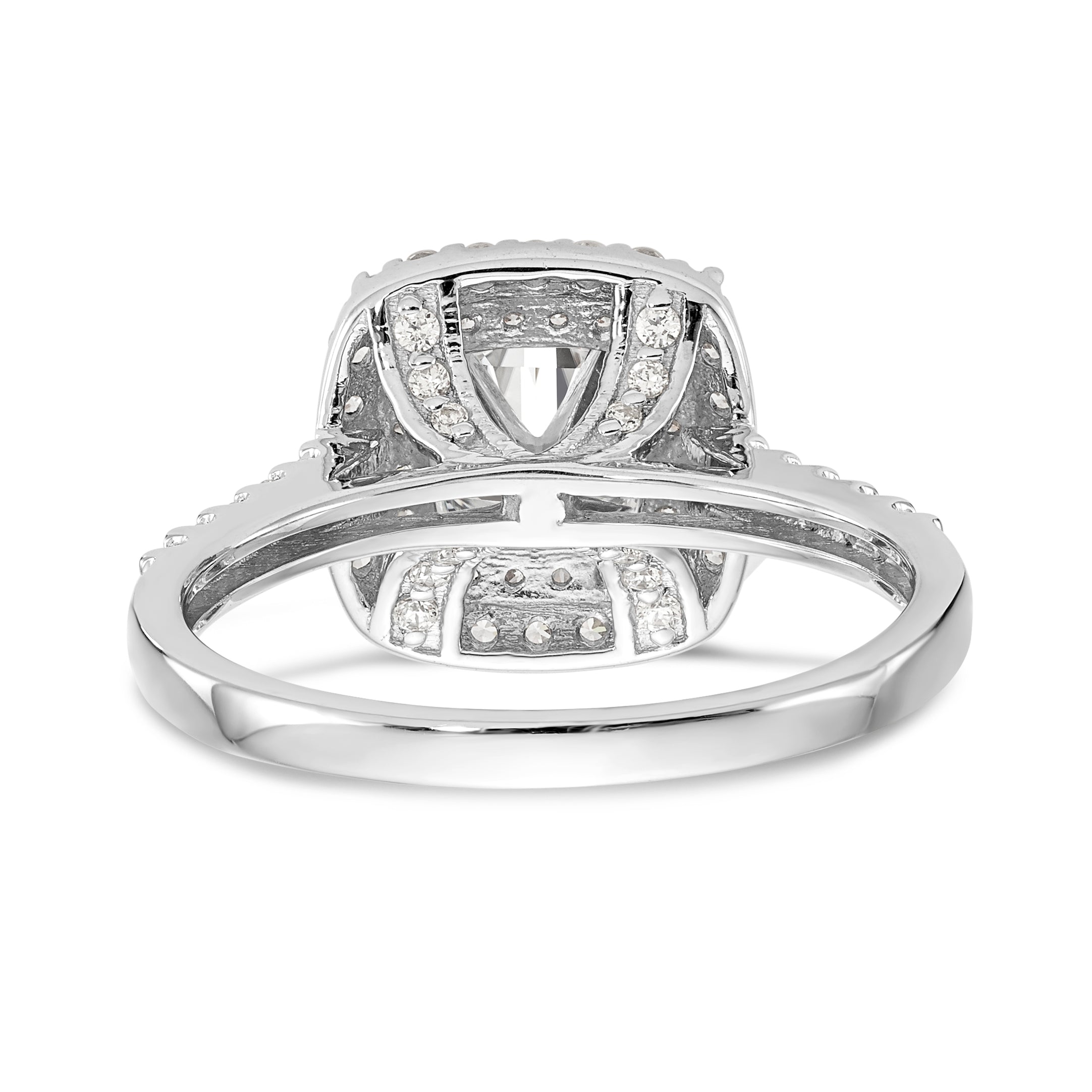 14K White Gold Double Halo (Holds 7/8 carat (6.2mm) Round Center) 1/2 carat Diamond Semi-Mount Engagement Ring