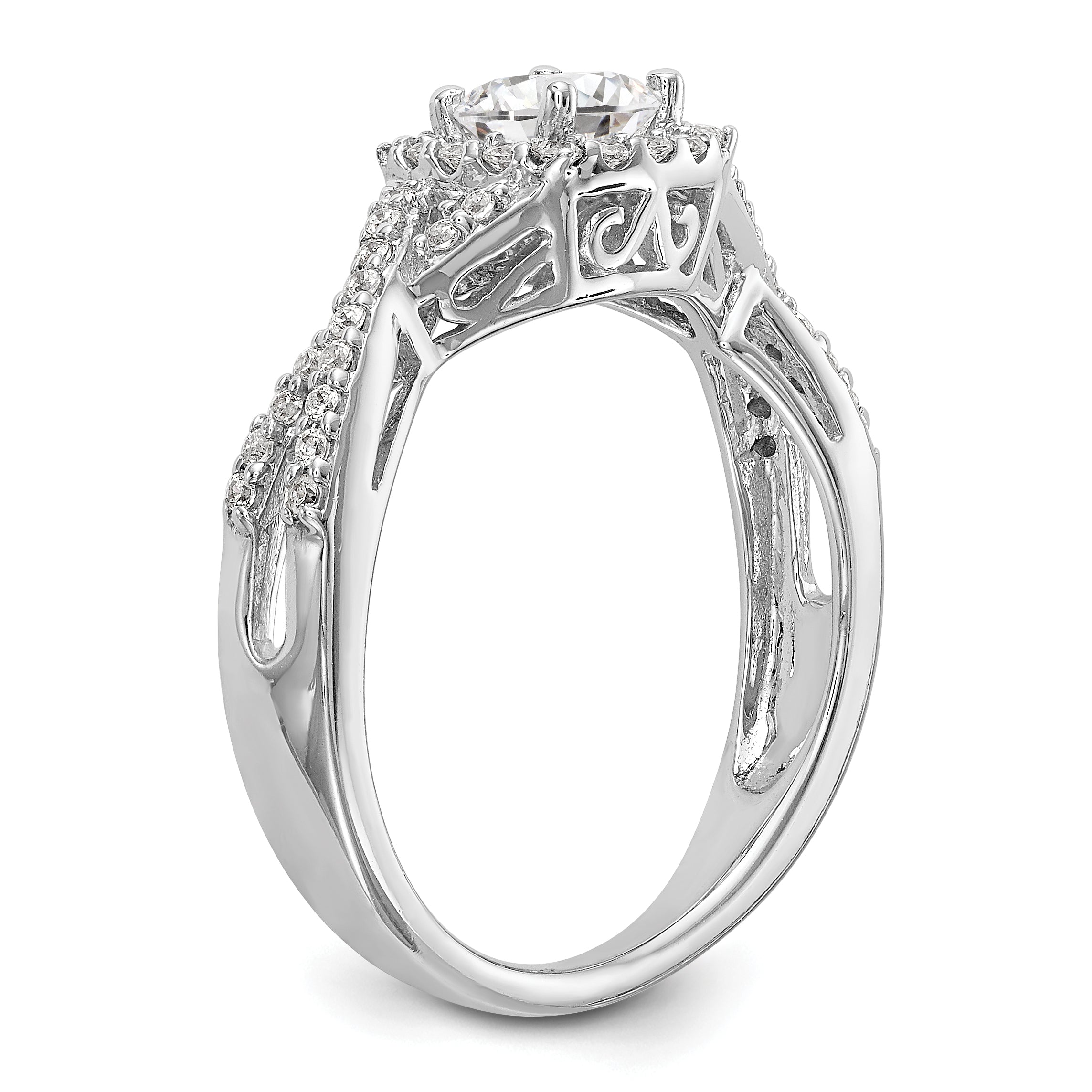 14K White Gold Lab Grown Diamond Complete Halo Engagement Ring