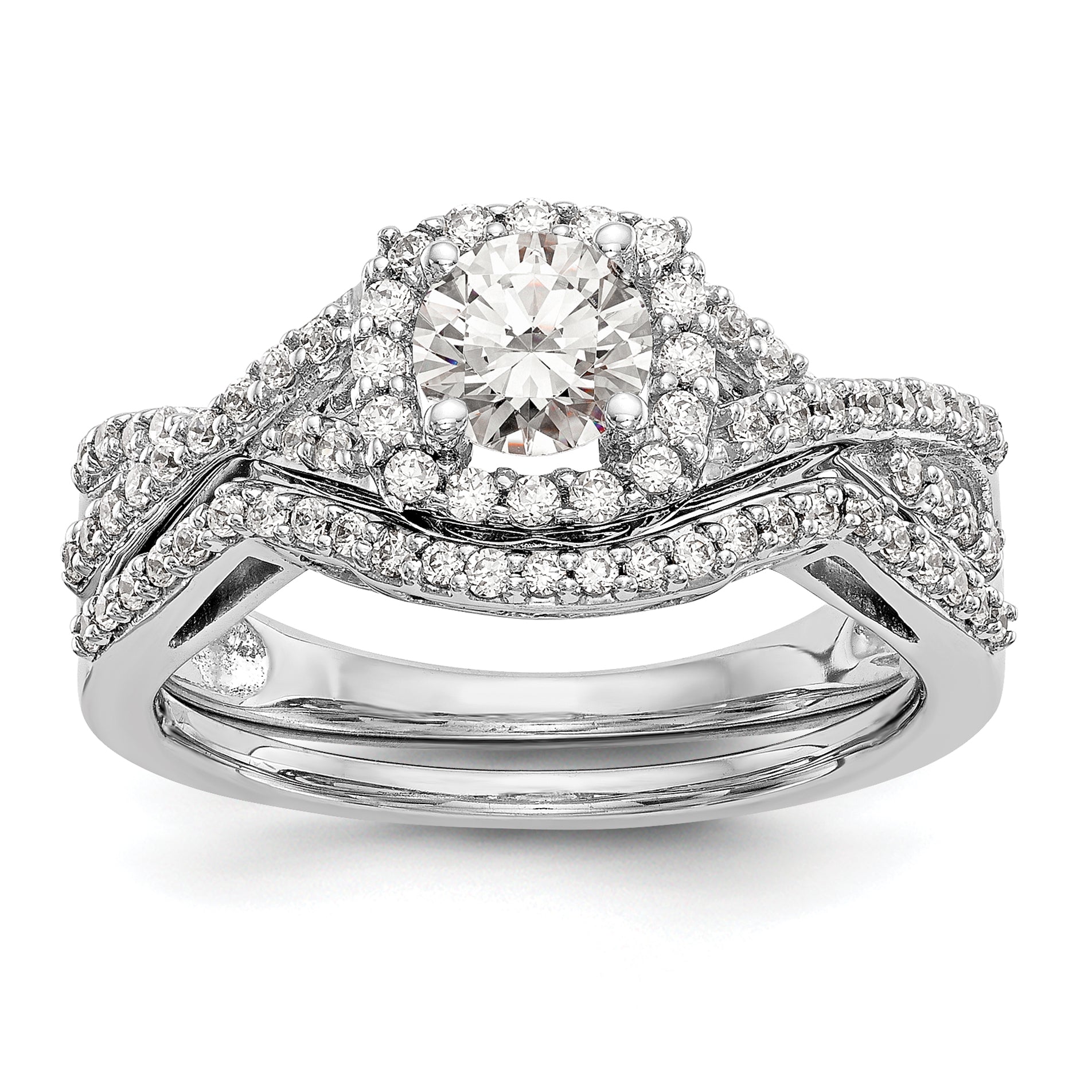 14K White Gold Lab Grown Diamond Complete Halo Engagement Ring