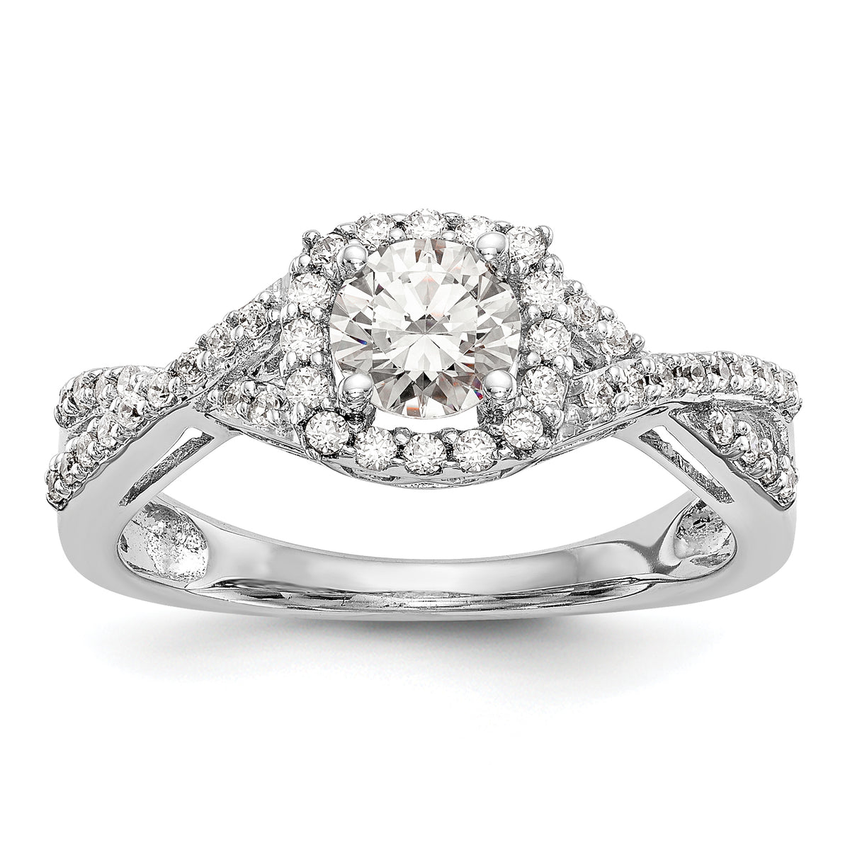 14K White Gold Lab Grown Diamond Complete Halo Engagement Ring