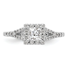 14K White Gold Halo Plus (Holds 1/3 carat (4.00mm) Princess Center) 1/4 carat Diamond Semi-Mount Engagement Ring