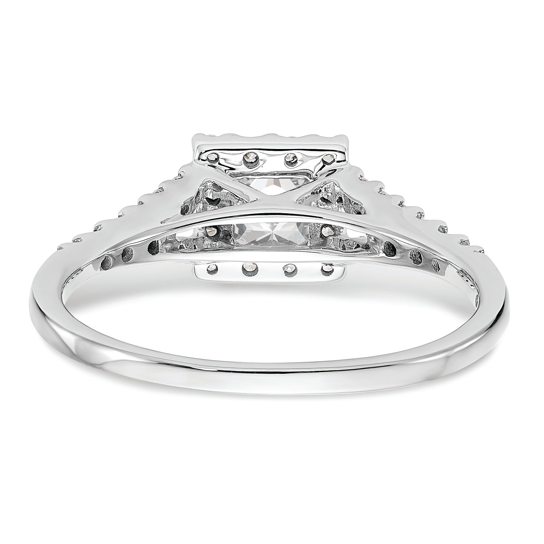 14K White Gold Halo Plus (Holds 1/3 carat (4.00mm) Princess Center) 1/4 carat Diamond Semi-Mount Engagement Ring